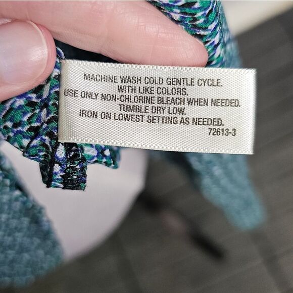 I Heart Ronson Teal Button Front Blouse Size Medium - Picture 7 of 10